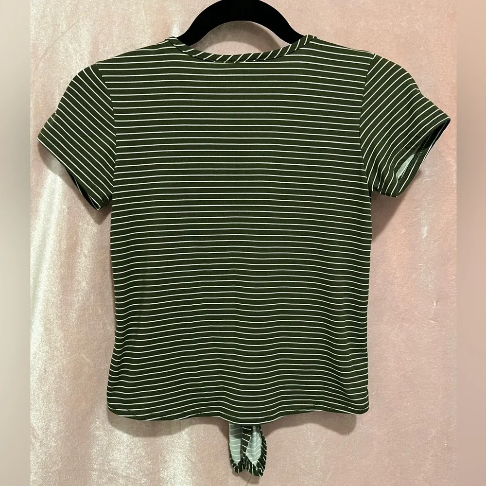 Stripped Soft Tie Up Tee - Picture 2 of 2